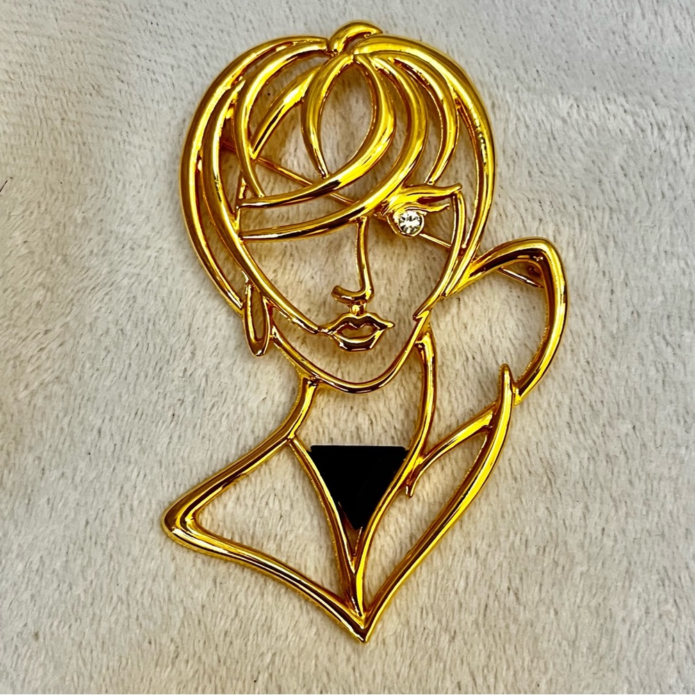 1988 JJ Jonette Modernist Lady Silhouette Brooch